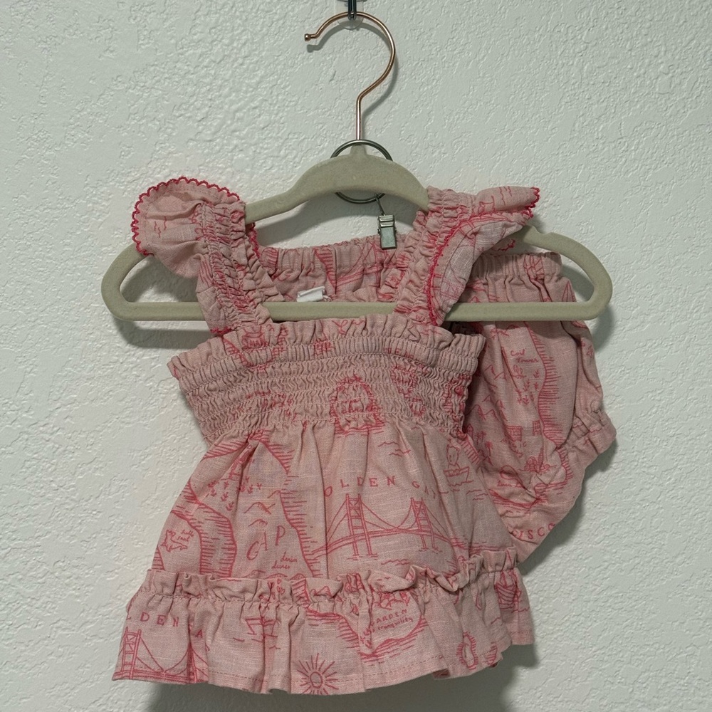 GAP Baby Pink Smocked Dress Set